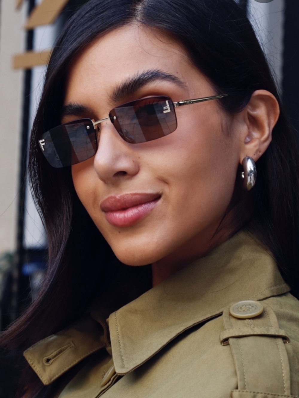 Fendi First Crystal FE 4172us Rectangular Sunglasses - Picture 12 of 12